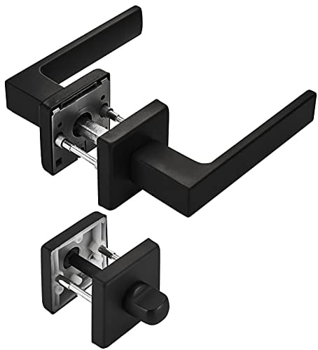 Türdrücker CUBE schwarz für Bad/WC Türen 120 x 22 mm Vierkant 8 x 8 mm Rosettengarnitur Türbeschlag von SOTECH