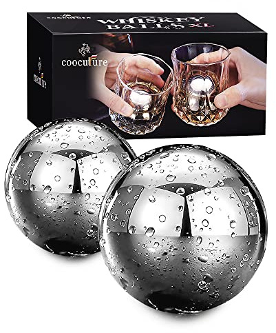 Whiskey Balls Reusable Stainless Steel Metal Ice Sphere Cubes Beverage Chilling Rocks Whiskey Stones for Red Wine, Bar Beer, Scotch, Vodka Drinks