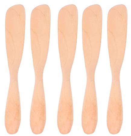 HERCHR 5Pcs Butter Spreaders, Wooden Butter Bagels Cheese Knife Jelly Spreader Condiment Knife Sandwich Spreaders Mini Spatulas for Kitchen(Light)