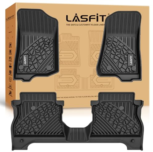 LASFIT Fußmatten für Jeep Gladiator 2019 2020 2021 2022, Allwetter TPE Automatten Custom Fit Bodenbeläge vorne und hinten 2 Reihen Set