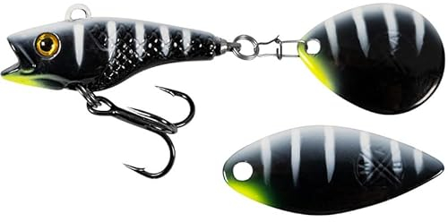 LMAB Good Vibe Jigspinner, mit Wechsel Blade, Jig Spinner zum Angeln, Barsch & Hecht Spinjig (10 g, Black Tiger)