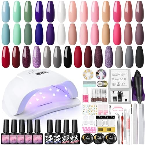 Coscelia Kit Semipermanente Unghie 20pz Smalti Semipermanenti con 80W Lampada UV/LED per Unghie,Fresa per Unghie Set per Manicure con gli Strumenti U V Estensione per Unghie Builder