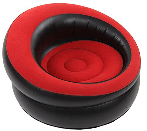 Fockety Aufblasbarer Stuhl, Ergonomisches Aufblasbares Sofa, Air Lazy Sofa, Schnelles Aufblasen und Auslaufsicher, Aufblasbarer Lounge-Sessel mit Beflockter Oberfläche für Garten, Camping (Rot)