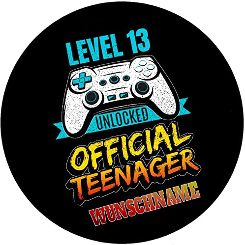 Fondant Tortenaufleger Tortenbild Geburtstag Gamer, Zocker, Player/TEENAGER PERSONALISIERBAR WUNSCHNAME + WUNSCHZAHL
