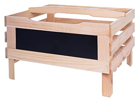 BooGardi Obstkiste Holz mit Kreidetafel · stapelbar · Aufbewahrungskiste mit Griff · Obststiege · Stapelkiste · Transportkasten