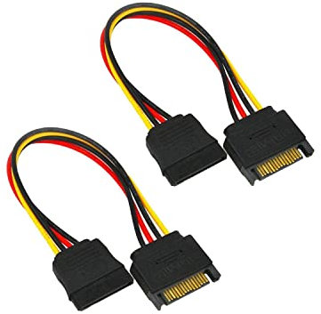 KWTOUL 2 Pcs SATA Power Extension Cable, SATA Power Extension Cable 15 Pin Male to Female Hard Disk Cable 30cm 18AWG for HDD SSD Optical Drives DVD Burners