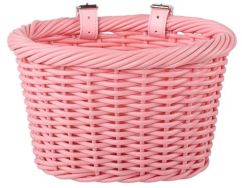 AVASTA Woven Mini Panier de vélo pour Enfants 12 Pouces Filles garçons vélo, Accessoires de vélo pour Enfants, Taille XS, Rose