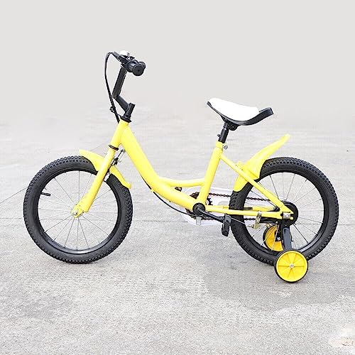 Fetcoi 16-Zoll-Kinderfahrrad mit rutschfesten Stützrädern für Jungen und Mädchen ab 4-8 Jahren Abnehmbare Stützräder für Kinderfahrräder (Gelb)