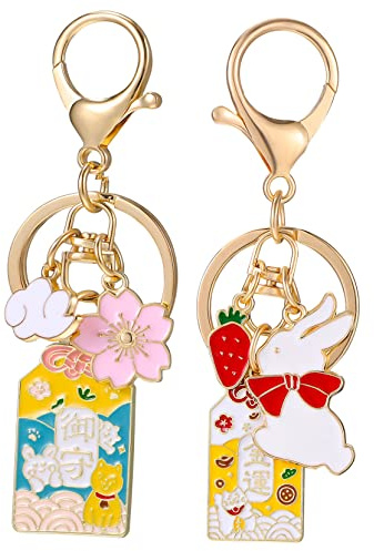 TOYANDONA 2 Stk Schlüsselanhänger Handy-anhänger Bastelzauber Für Die Osterparty Taschenanhänger Japanischer Glücksbringer Maneki Neko Glückliche Katze Schlüsselhalter Legierung