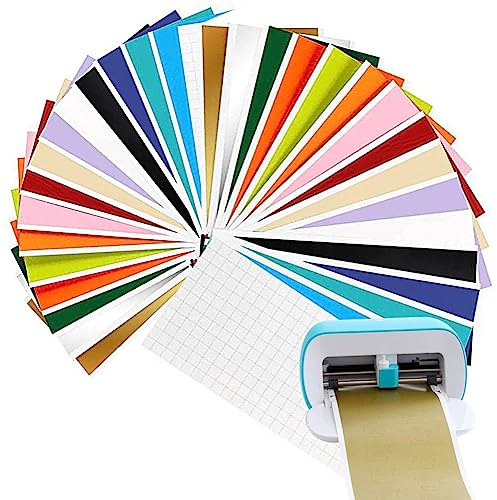 30 Stück Smart Vinyl Permanent für Cricut Joy mit 10 Stück Transferfolie Plotter Set, 14x30.5cm Smart Adhesive Vinyl Permanent Vinylfolie Plotter für DIY Muster, Dekorative Aufkleber, Basteldekoration