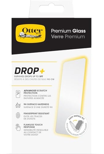 OtterBox Premium Glass Screen Protector for iPhone 15, Tempered Glass, advanced Scratch Protection, Survives Drops up to 3ft, Antimicrobial Protection