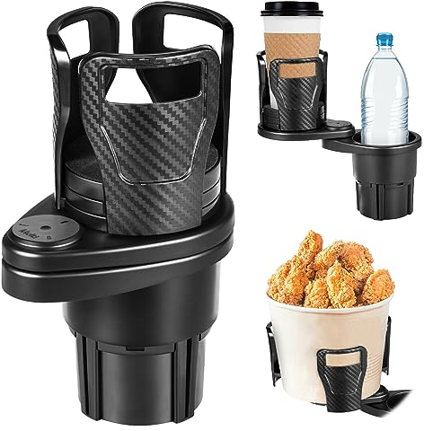 TOPEV Car Cup Holder, Car Cup Holder Expander Adapter, 2 in 1 Multifunction Cup Holder Adjustable Cup Stand, Expandable Base for bottles thin and thick Coffee cup 360 Degrees Rotating Adjustable