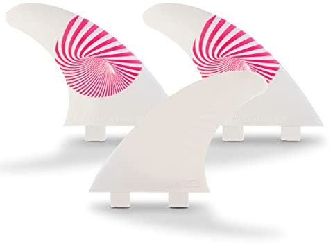 E8 FIN SYSTEM - Confezione da 3 chiglie per tavola da surf FCS - Pinne taglia A2 | M - Include accessorio come chiave per cambiarla - Set ecologico (A2packEcoBlanco|Rosa)