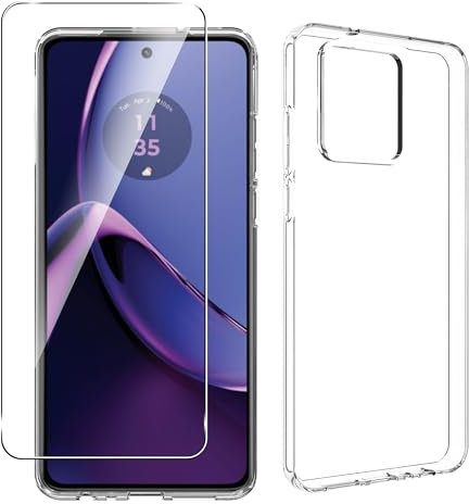 zZjoOoj Funda para Motorola Moto G84 (6,5 Pulgadas) + 1 Pieza de película de Vidrio Templado, Antigolpes Carcasa, Anti-Amarillo, Antiarañazos Respaldo Transparente (Transparente)