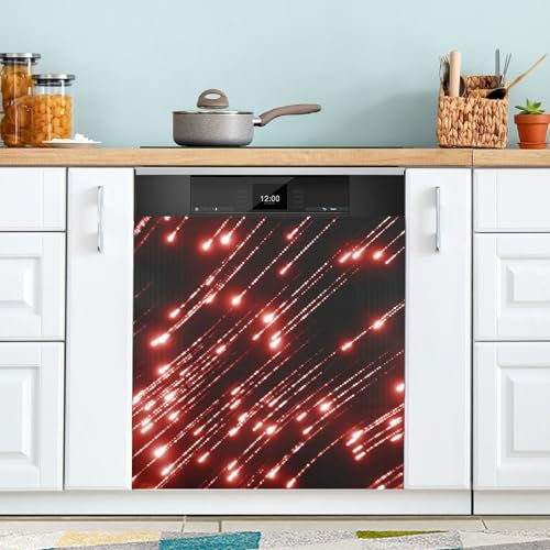 Yellow Red Garlands Black Magnetic Dishwasher Covers Clean Dirty Dishwasher Cover Panel Laundry Room Laundry Room Decor 23 x 26 Inch