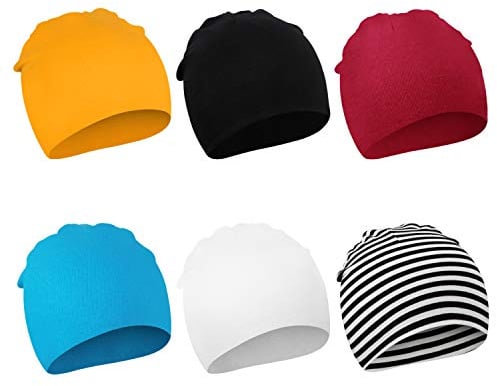 DRESHOW 6 Stücke Unisex Mütze Hut Junge Mütze Frühling Mützchen Kleinkind Wendemütze Jersey Slouch Beanie Bekleidung Unisex Infant Hut Kindergarten Mütze