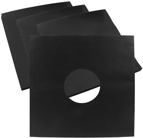 Hordion 20Pcs 12 inch Vinyl Record Jackets LP Sleeves Anti-Static, 110gsm Vinyl Record Inner Sleeves Poly Lined Cardboard Album Cover with Clear Window, Black