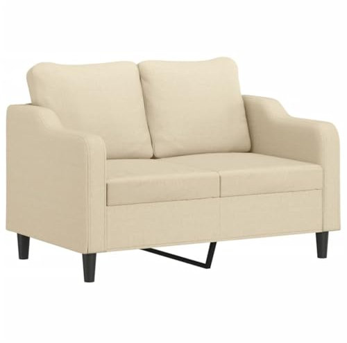 vidaXL Sofa 3-Sitzer, Loungesofa Couch mit Armlehnen Rückenkissen, Wohnzimmersofa Designsofa mit Metallgestell, Sitzmöbel Dreisitzer, Creme Stoff