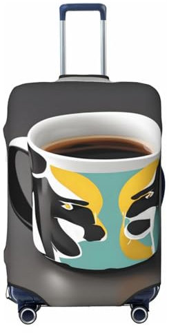 FInpan Housse de protection élastique originale pour chariot de voyage, plusieurs tailles, convient aux bagages de 45,7 à 81,3 cm, Mug Café, S