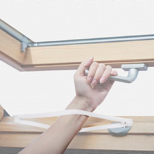 Flintronic Zanzariera Finestra per Lucernario per Tetto, 150 x 180 cm Rete Autoadesiva per Finestra, Zanzariera Regolabile con zip, Resiste ai Raggi UV Anti Zanzare Insetti Tende per Finestre(Bianco)