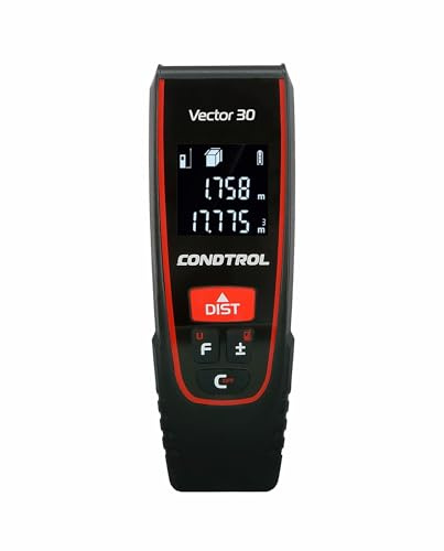 CONDTROL - Entfernungsmesser VECTOR 30 - Reichweite 0,05 bis 30 Meter - Dauerhafte Präzisionsmessung, Einheiten m, ft, inch - Roter Laser - 2 Jahre Garantie - Geliefert mit Zubehör