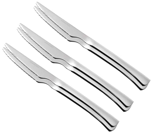 Tradineur Lot de 6 couteaux à steak classiques en acier inoxydable Passe au lave-vaisselle 22 cm
