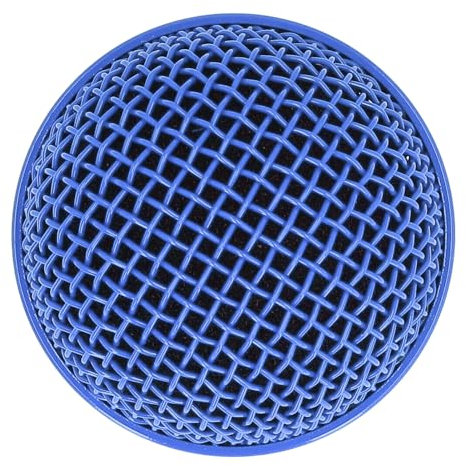 Tête de Grille de Microphone en Maille, Pare-brise en Mousse intégré, Remplacement de Grille de Micro en Acier Inoxydable pour SM58S (BLUE)