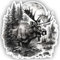 Samunshi® Elch in Wald Szene Aufkleber Mond Berge Autoaufkleber für Motorrad Fahrrad Roller oder Auto Sticker Fahrrad Mtb Mountainbike Rennrad Aquarell Illustration Sticker 50x50cm
