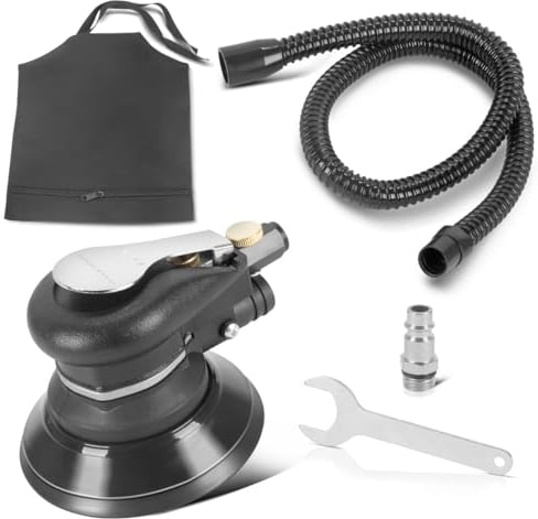STAHLWERK Ponceuse excentrique pneumatique DES-125 ST | Ponceuse pneumatique avec plateau de ponçage de 125mm| Polisseuse pour le polissage et le ponçage du métal, du plastique et du bois