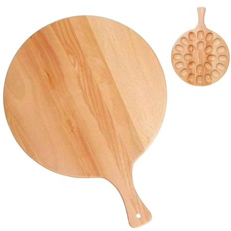 Qumiuu Platos de madera para servir huevos, placa de encimera con diablo - Soporte para huevos con 24 agujeros, tabla de charcuteria, herramienta de pulverización de huevos de madera para