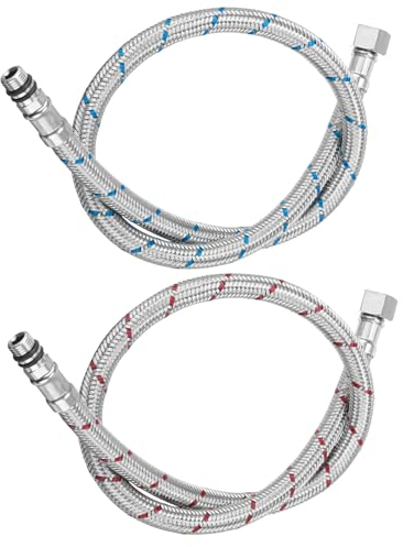 Lot de 2 rallonges de tuyau flexible - En acier inoxydable tressé - Pour robinet de cuisine, salle de bain