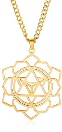 EUEAVAN Collier Merkabah Collier Fleur de Vie pour Femme Géométrie Sacrée Metatron Pendentif Merkaba Porte-Bonheur Amulette de Protection Bijoux Kabbale Cadeau Spirituel pour Homme (or 1)