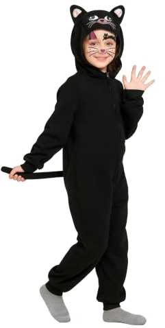 Wbesty Costume intero per bambini a forma di gatto nero, per bambini e bambine, motivo mostro blu