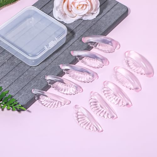 10 pcs Eyelash Lift Pads 5 Sizes Lash Lift Shields Self-Adhesive No Glue Rods Silicon Soft Eyelash Pads for Shield DIY Use at Home or Salon(with Storage Box)