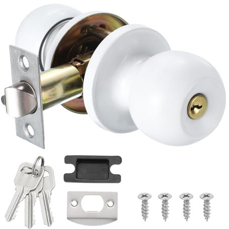 sourcing map Privacy Door Knob, Round Shape Door Knobs, for Bedroom Bathroom Interior/Exterior