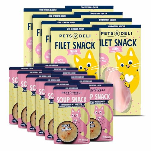 Pets Deli Bundle für Katzen Suppensnack & Filetsnack Huhn, 780g