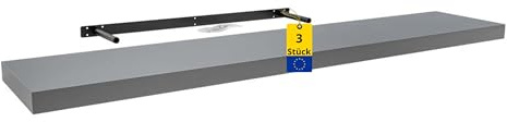 Velano Wandregal - Bücherregal - Schweberegal 3er-Set 118x23.5 Grau | Regal Wand - Regalbrett - Küchenregal - Bücherregal Kinder - Deko Wohnzimmer - GewürzregalHolz - Wanddeko Regale Boho Deko