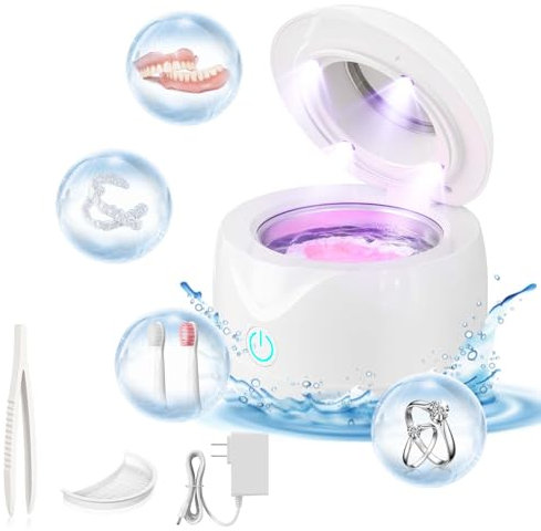 Hoffeins Ultrasonic Retainer Cleaner Machine 45kHz 200ml Portable Ultrasonic Retainer Dental Retainer Mouthguard Aligner Night Guard Brace Toothbrush Jewelry
