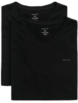GANT Men's V-Neck T-Shirt 2-Pack Underwear, Black, One Size (Pack of 2)