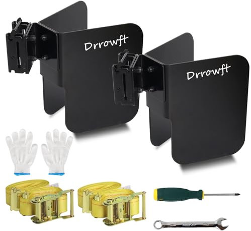 Drrowft Cuneo ruota E-Track con kit di cinghie, cunei per ruote per moto, rimorchi chiusi e camion da garage, accessori per sistema X-Track (confezione da 2)