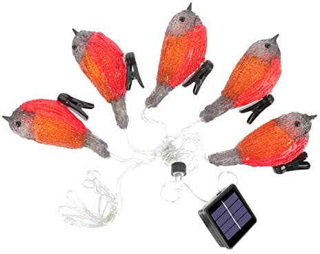OKUMEYR Schnur Vogel Lichterketten dekorative Hängeleuchte frühlingsfee licht Vorhanglichter Kolibri-Dekor Festival solar طاقه شمسيه LED-Dekorationslicht LED-Dekorationslampe Acryl rot