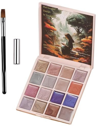Solid Gel Nail Polish Palette - 16 Colors Solid Gel Nail Polish | Gel Nail Palette | Magnetic Color Gel Polish Gel Nail Paint Art Manicure Kit For Women Girls Home