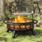 Brasero de 36 pulgadas, brasero de leña para exteriores con parrilla y atizador extraíbles, chimenea redonda de metal resistente, hoguera grande 2 en 1 para exteriores, barbacoa, patio, terraza