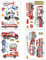 4 PCS Wandtattoo Feuerwehrauto, Wandtattoo Feuerwehr Wandaufkleber Autos Polizei Transporte Fahrzeug Feuerwehrauto Aufkleber, Junge Babyzimmer Wanddeko