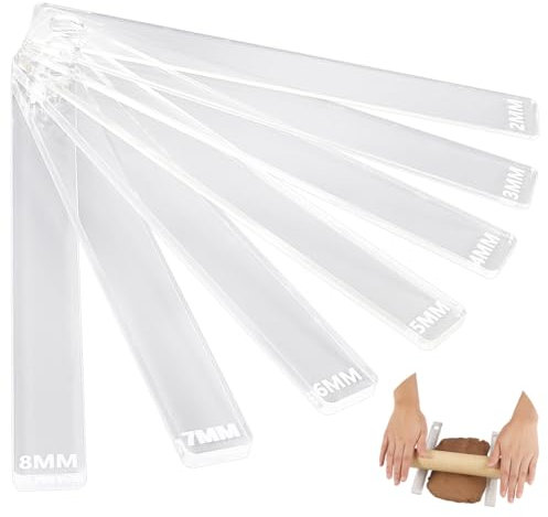 craspire 14 Stück Acryl Nudelholz Führungen Zum Messen Der Dicke von Teigstreifen Rechteckige Stäbchen Flaches Lineal Ton Nudelholz Führung Mit Schutzfolie Walzen Tiefennivellierer Pizza Keks Back