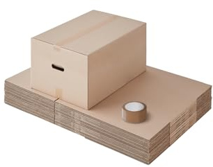 Pack and Move - 20 Stück Umzugskartons zweite Hand - 57 x 39 x 34 cm - Umzugskartons - Wiederverwendbar - Zweites Leben - 1 Aufkleber