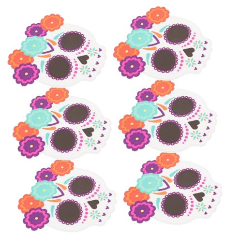 MAGICLULU 6 Pièces Caboteur crâne hanté Squelette réaliste Halloween Decoration décoration Halloween Dessous de Verre tête de Mort pour Tasse sous-Verres tête de Mort pour Bouteille PVC