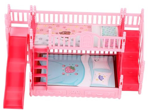 HEMOTON Puppen Etagenbett Mini Bett Puppenhaus Etagenbetten Für Puppen Puppenhausmöbel Etagenbett Für Babypuppen Etagenbett Für Puppen Puppenmöbel Puppenbett Puppenhaus