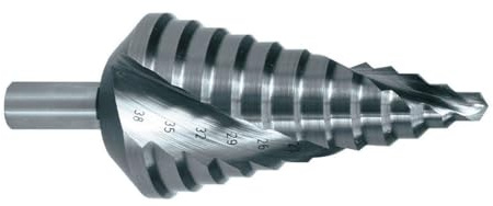 Stufenbohrer HSS-E Co 5 Kobalt, hohe Festigkeit, multifunktional, ideal zum präzisen Bohren verschiedener Materialien.