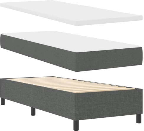 vidaXL Boxspringbett mit Matratze Dunkelgrau 80 x 200 cm Stoff, Schlafzimmer Komfortstück, modernes rechteckiges Bett, langlebige Schaumstoffmatratze, stilvolles Highlight zum Entspannen